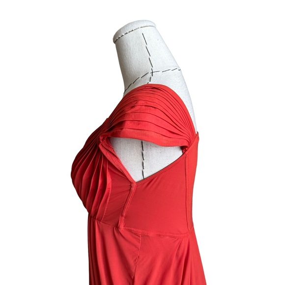 Vintage 90s Y2K Donna Karan Orange Pleated Draped Dress sz Small Made in Italy - Picture 12 of 15